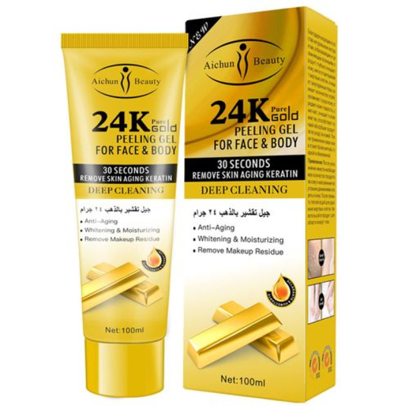 24k Pure Gold Peeling Gel For Face And Body  Remove Skin Aging Keratin Deep Cleaning