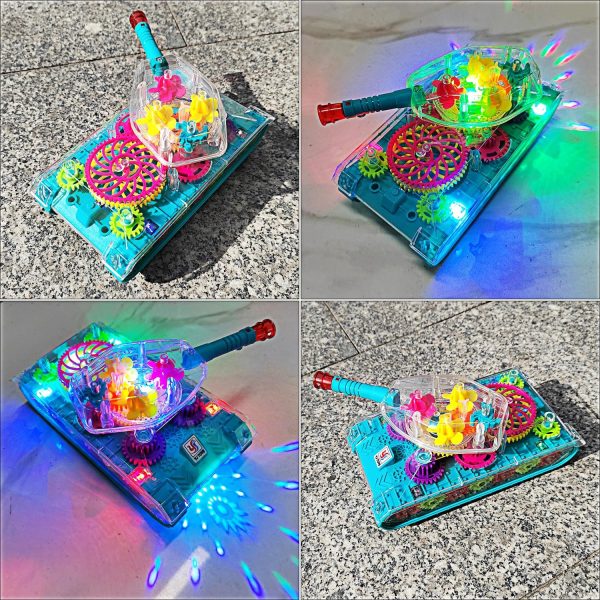 Tipmant Electric Tank Toy Electronic Vehicle Car Auto Driving, Transparent Gears, Music, Luminous Lights, Baby Toddler Kids Birthday Gifts - Image 2