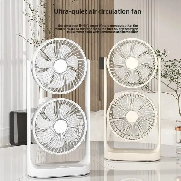 Double-Head High Wind Air Circulation Desktop Fan Portable Double-Layer Cooling Fan