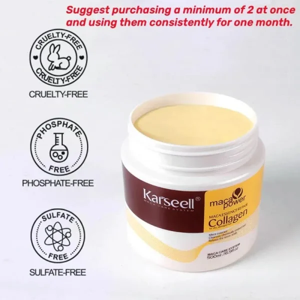 Karseell Collagen Hair Treatment Mask For Dry Damaged & All Hair Types – 500ml - Image 3