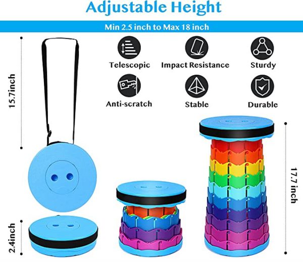 Outdoor Portable Rainbow Folding Chair Adjustable Telescopic Stool - Image 5