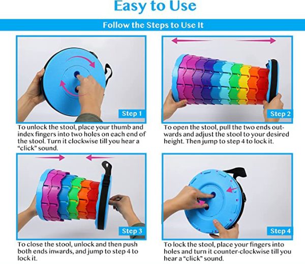 Outdoor Portable Rainbow Folding Chair Adjustable Telescopic Stool - Image 4