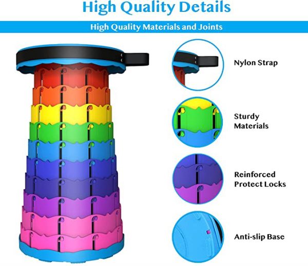 Outdoor Portable Rainbow Folding Chair Adjustable Telescopic Stool - Image 2