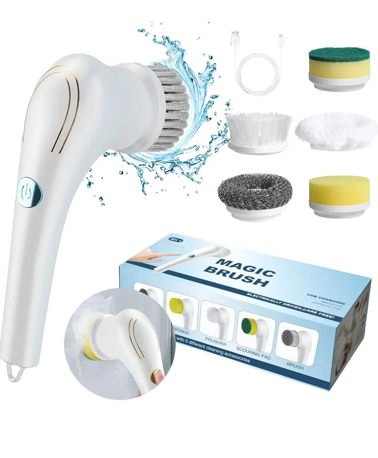 USB Charge Electric Dish Washers Cleaning Brush 5-in-1 Handheld Wireless Housework Kitchen MachinesBathtub Tile For Camping