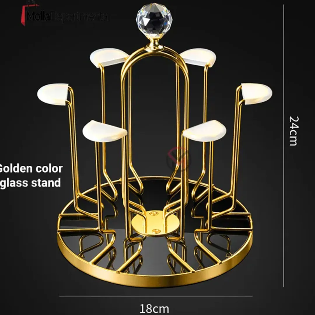 6 Hook Revolving Metal Glass Stand - Image 2