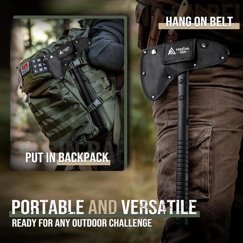 Sharp Outdoor Axe, Portable Camping Axe with Clip and Sheath, Durable Hatchet for Camping, Hiking, and Outdoor Use with Comfortable Handle - Image 2