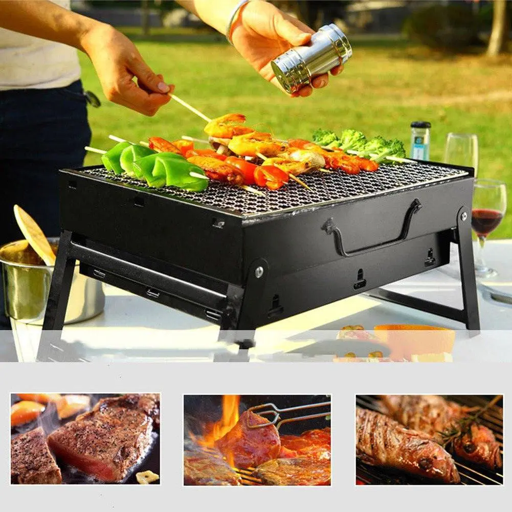 Outdoor Portable BBQ Stove Barbecue Charcoal Grill – Black - Image 2