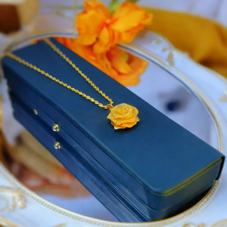 Luxury Rose Flower Pendant Necklace & Earring- Combo Pack