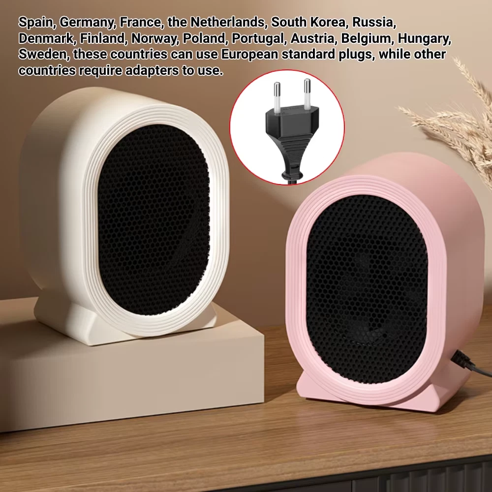 Portable Electric Desktop Space Heater, Quick Heat, 2-Speed, Energy-Saving Fan