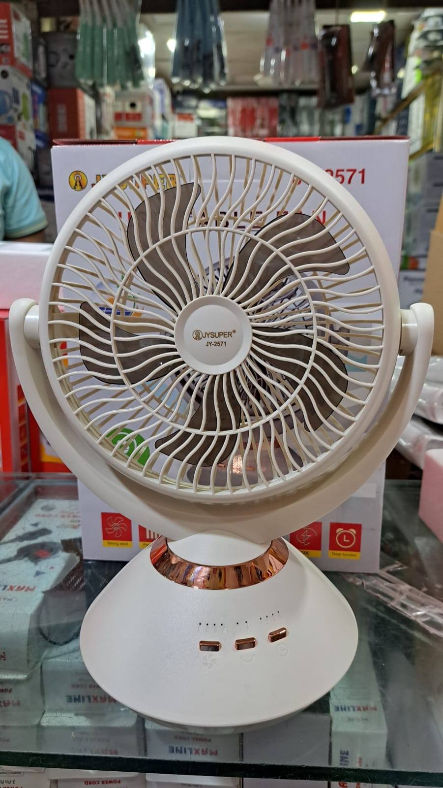 Joy Super JY-2571 Professional 6 Battery Rechargeable Portable Table Fan - Image 2