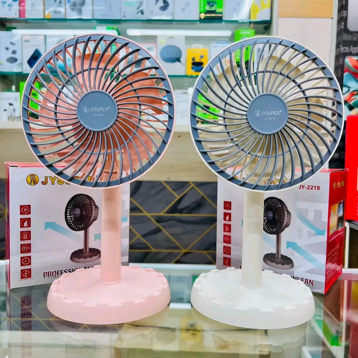 JYSUPER Rechargeable Multicolor Portable Mini Table Fan – (JY-2218)