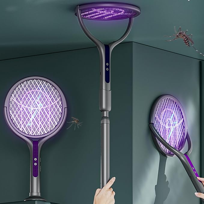 Fruusv Electric Fly Zapper | 2800V Electric Fly Control Racket | USB Rechargeable