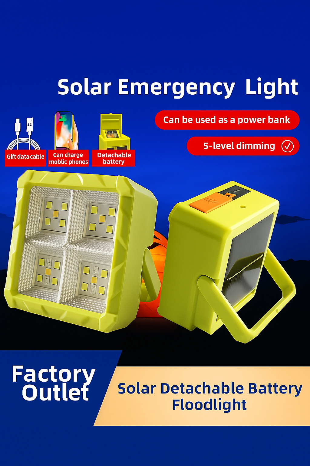 GBL Detachable Battery Floodlight – 100W