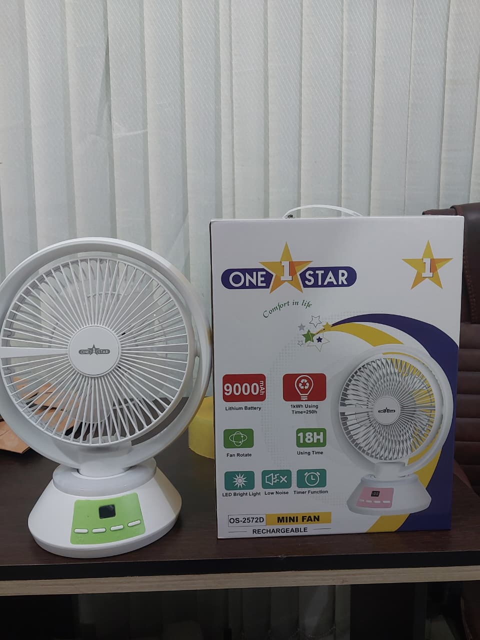 One Star Rechargeable Fan Os-2572 Modelo