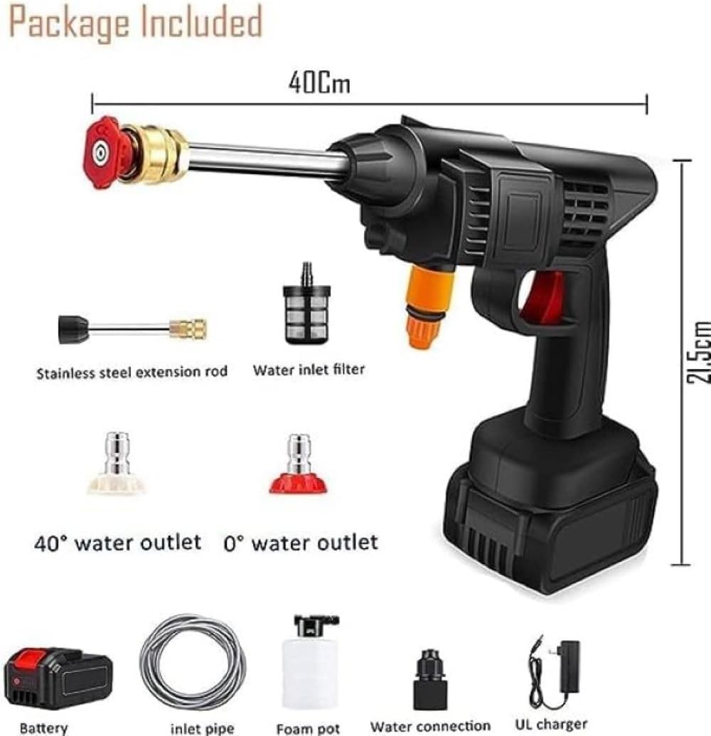 Double Battery Electric Cordless Rechargeable High Pressure Bike/Car Washer Gun Machine - Image 2