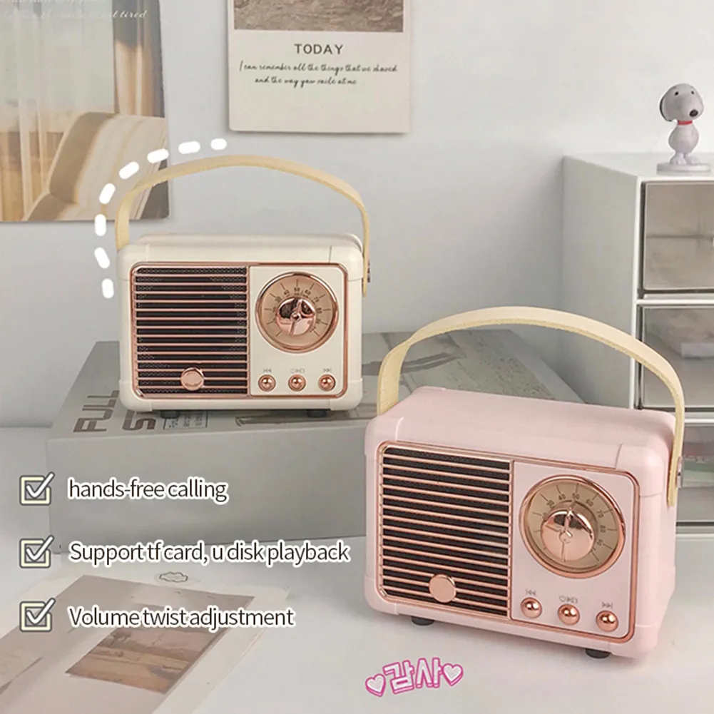 Creative Retro Radio Bluetooth Speaker Classical Music Player Sound Stereo Smart Speaker Wireless Card Mini Portable Subwoofer