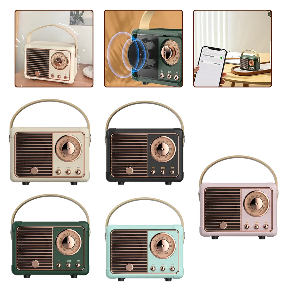 Creative Retro Radio Bluetooth Speaker Classical Music Player Sound Stereo Smart Speaker Wireless Card Mini Portable Subwoofer - Image 3