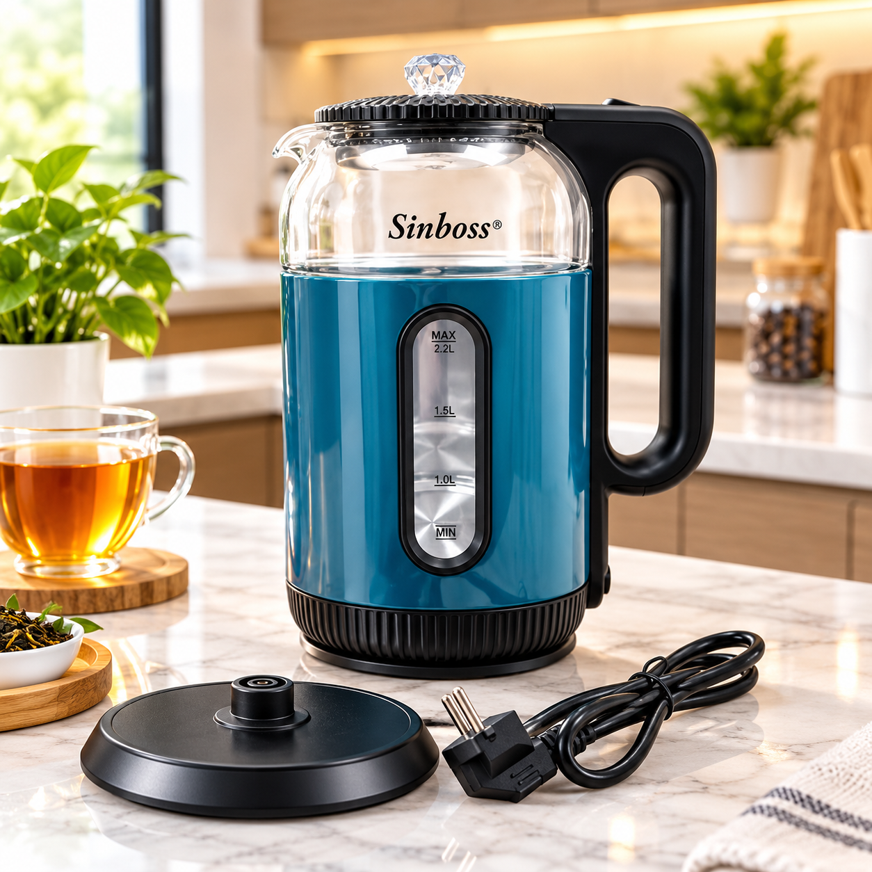 Sinboss Glass Electric Kettle (2.2 Liter)
